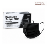 Black Disposable 3-Layer Face Mask – Practical 3-Layer Face Cover for Work, Travel and Daily Use